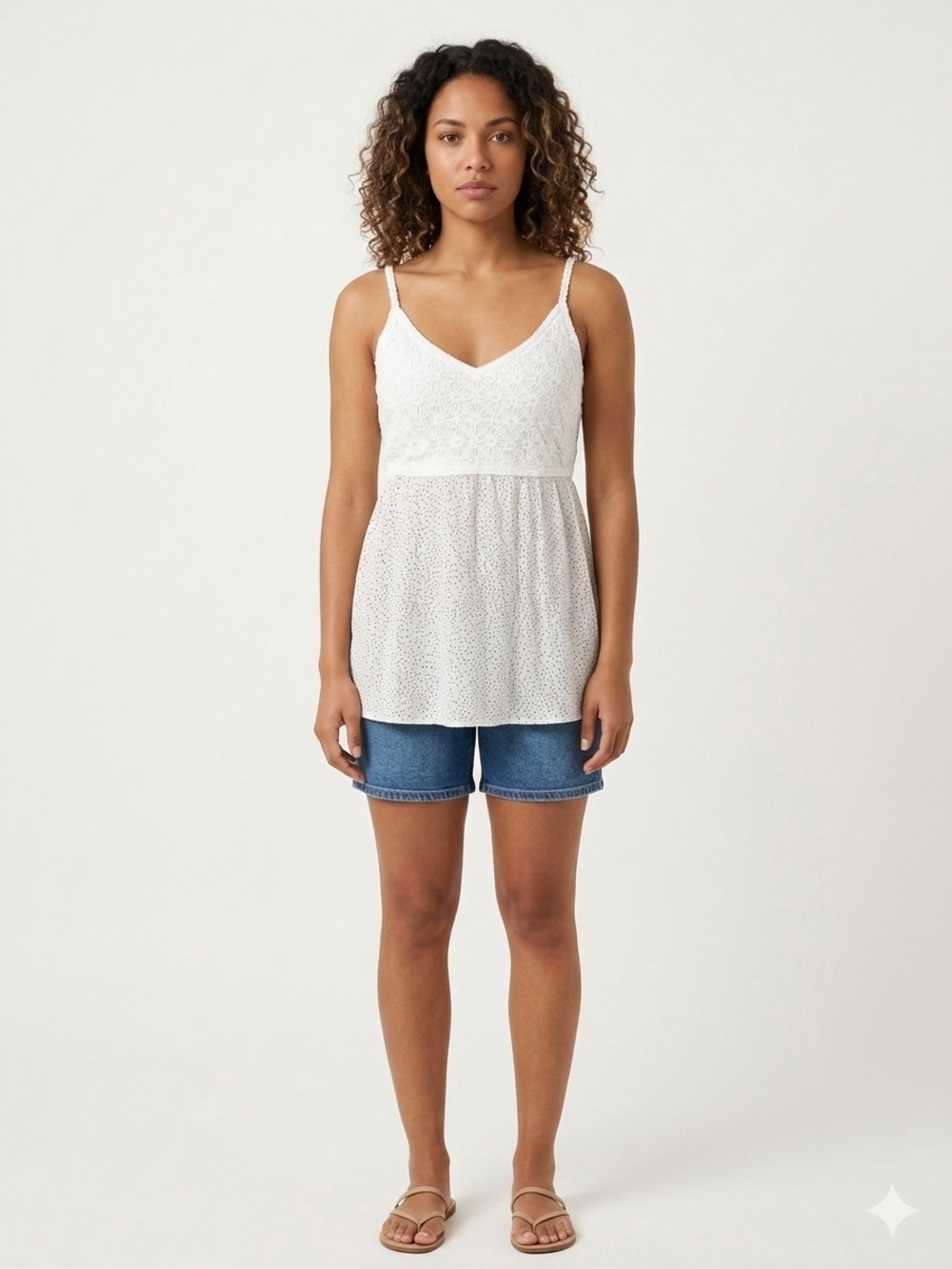 NWT Wallflower brand White Lace/Polka Dot V-Neck Camisole Size-XL